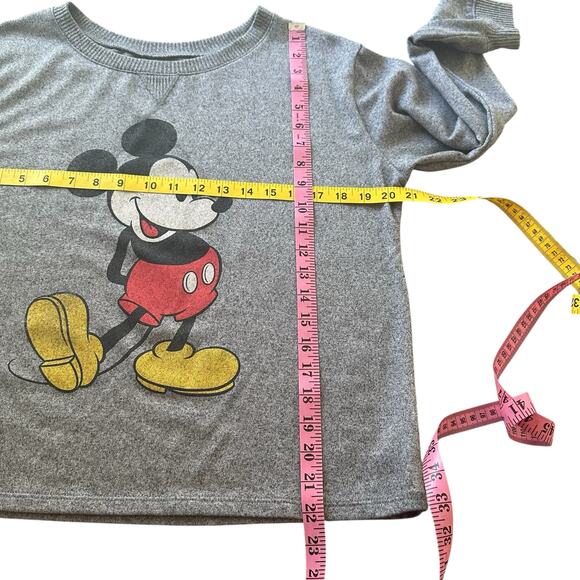 Disney Mickey Mouse Women Gray Knit Long Sleeve Crewneck Sleepwear Top Size S - Picture 3 of 8